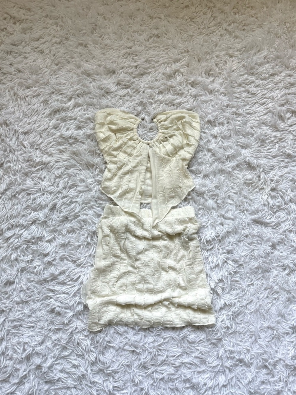 Fashion Nova Ruffled Cream Skirt Set